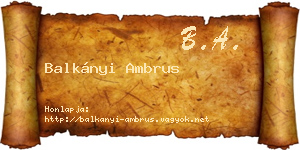 Balkányi Ambrus névjegykártya